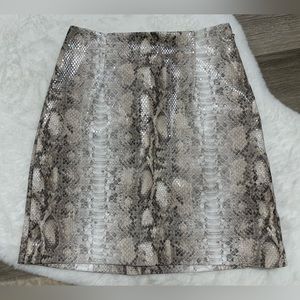 Faux snake high-waisted mini skirt